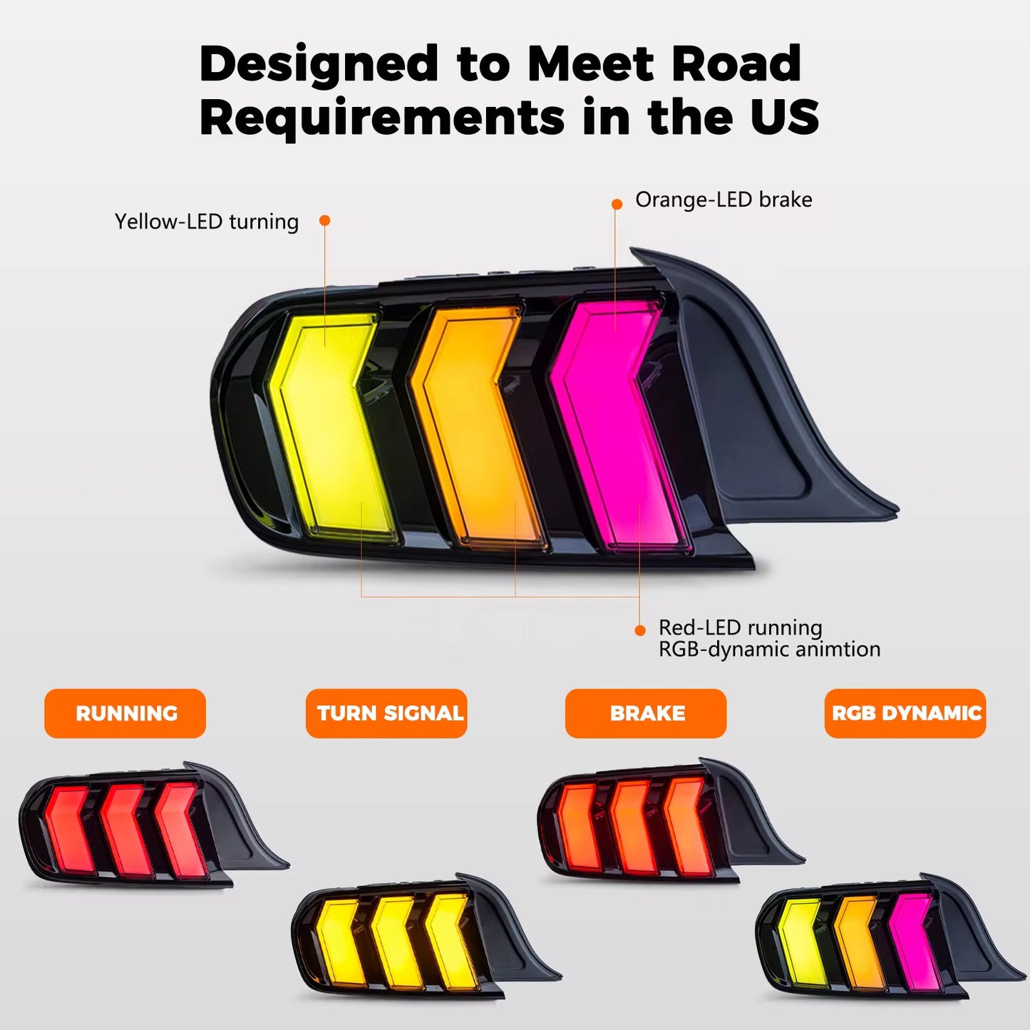 Ford Mustang 2015-2023 Flow Series RGB Taillights