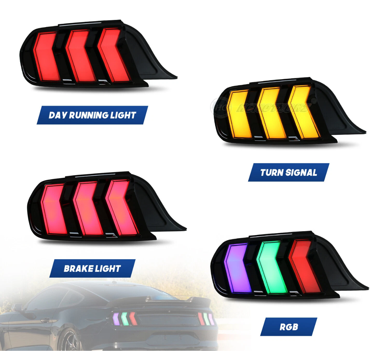 Ford Mustang 2015-2023 Flow Series RGB Taillights